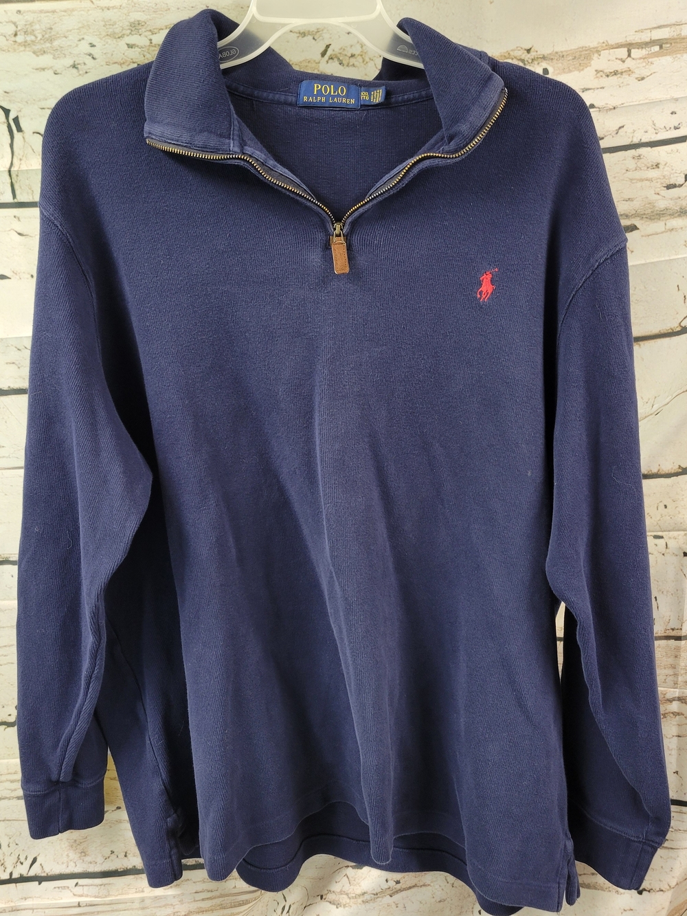 Polo Ralph Lauren Quarter Zip Pullover Navy Blue XXL Classic Preppy Red Pony
